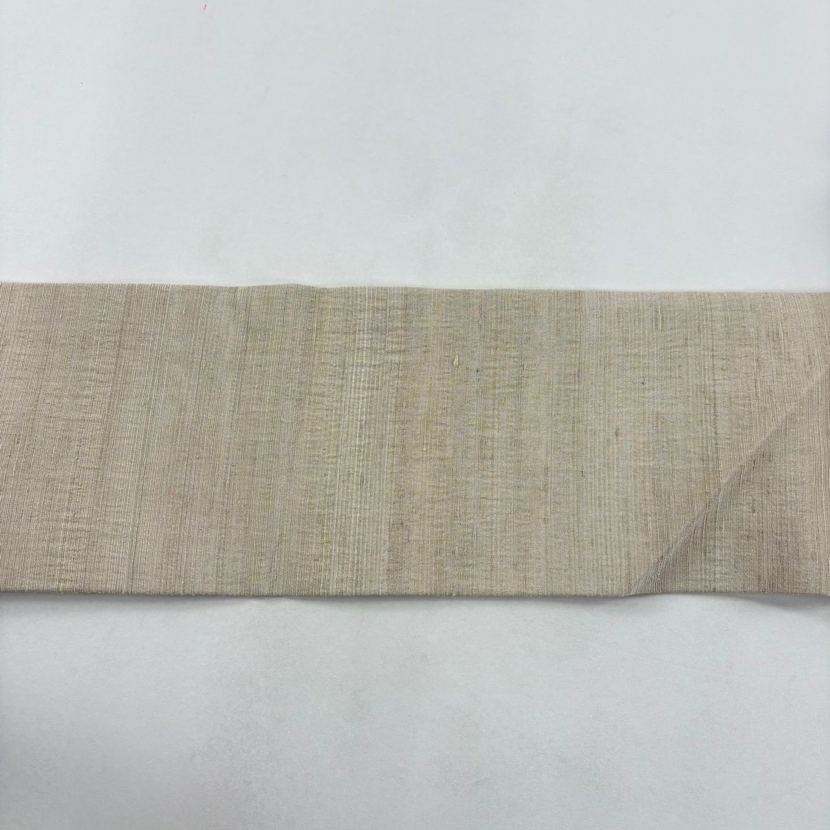 【美品】名古屋帶 逸品級 紬織織 米色 純蠶絲