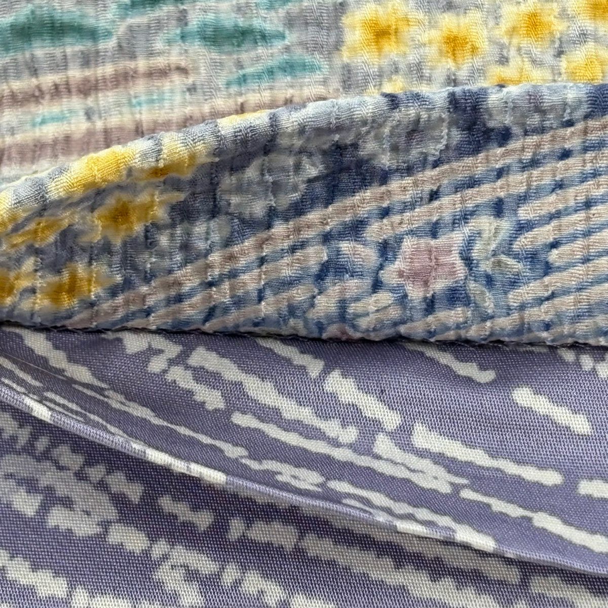 【美品】 袋帶 逸品級 山並 流水 紫 全通 純蠶絲