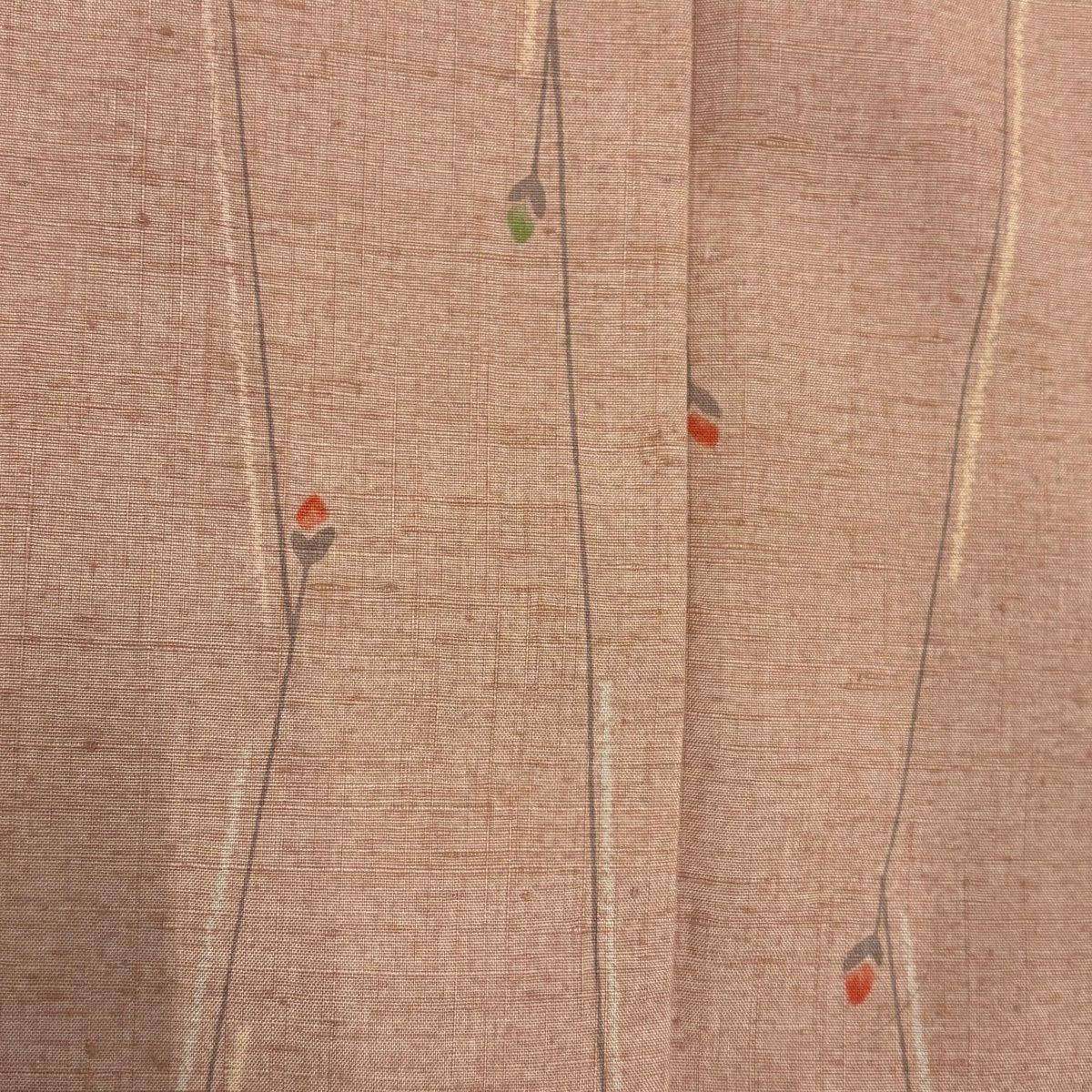 小紋 身長161.5cm 袖長63.5cm S 雙層 紬織織 蕾 幾何圖案 粉米色 純蠶絲 優品級