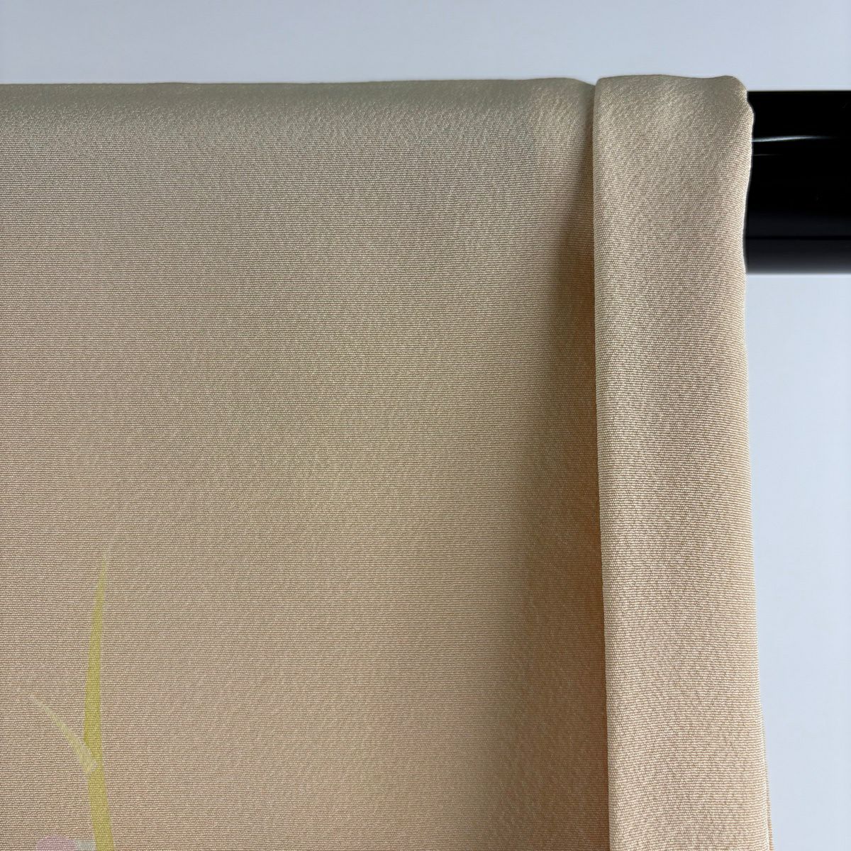 【美品】 付下 身長150.5cm 袖長63.5cm S 雙層 百貫石峰 落款 草花紋紋 米色 純蠶絲 逸品級