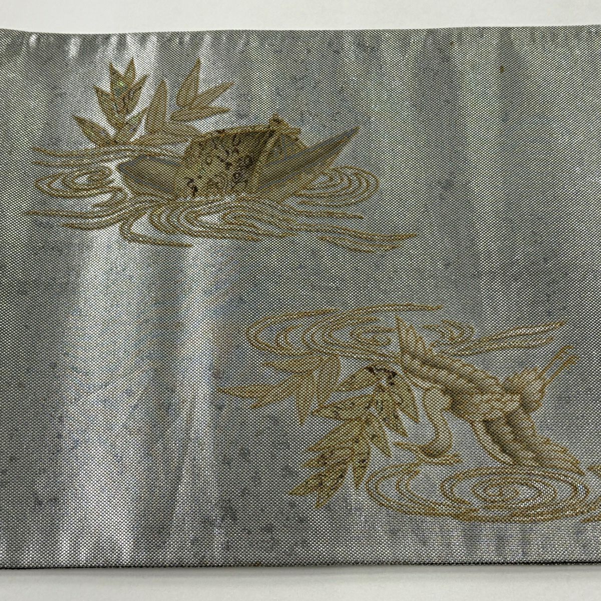 袋帶 逸品級 附有落款 木村幸啓 鳥 流水 金銀彩 金金箔 純蠶絲