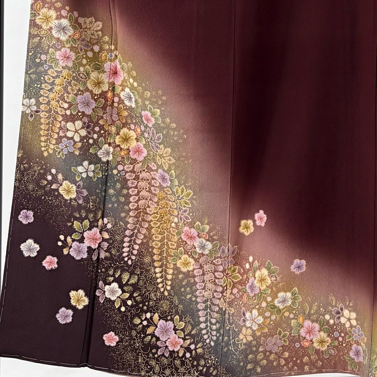 【美品】 付下 身長154.5cm 袖長62cm S 雙層 翠山工房 やまと 有落款 辻花染 金銀彩 漸層 茶紫 純蠶絲 名品級