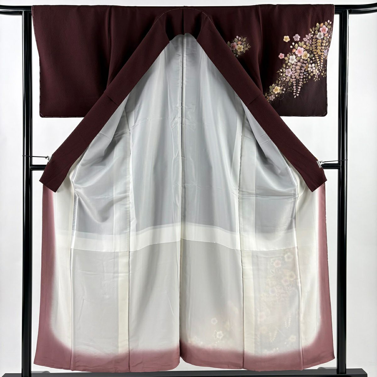 【美品】 付下 身長154.5cm 袖長62cm S 雙層 翠山工房 やまと 有落款 辻花染 金銀彩 漸層 茶紫 純蠶絲 名品級