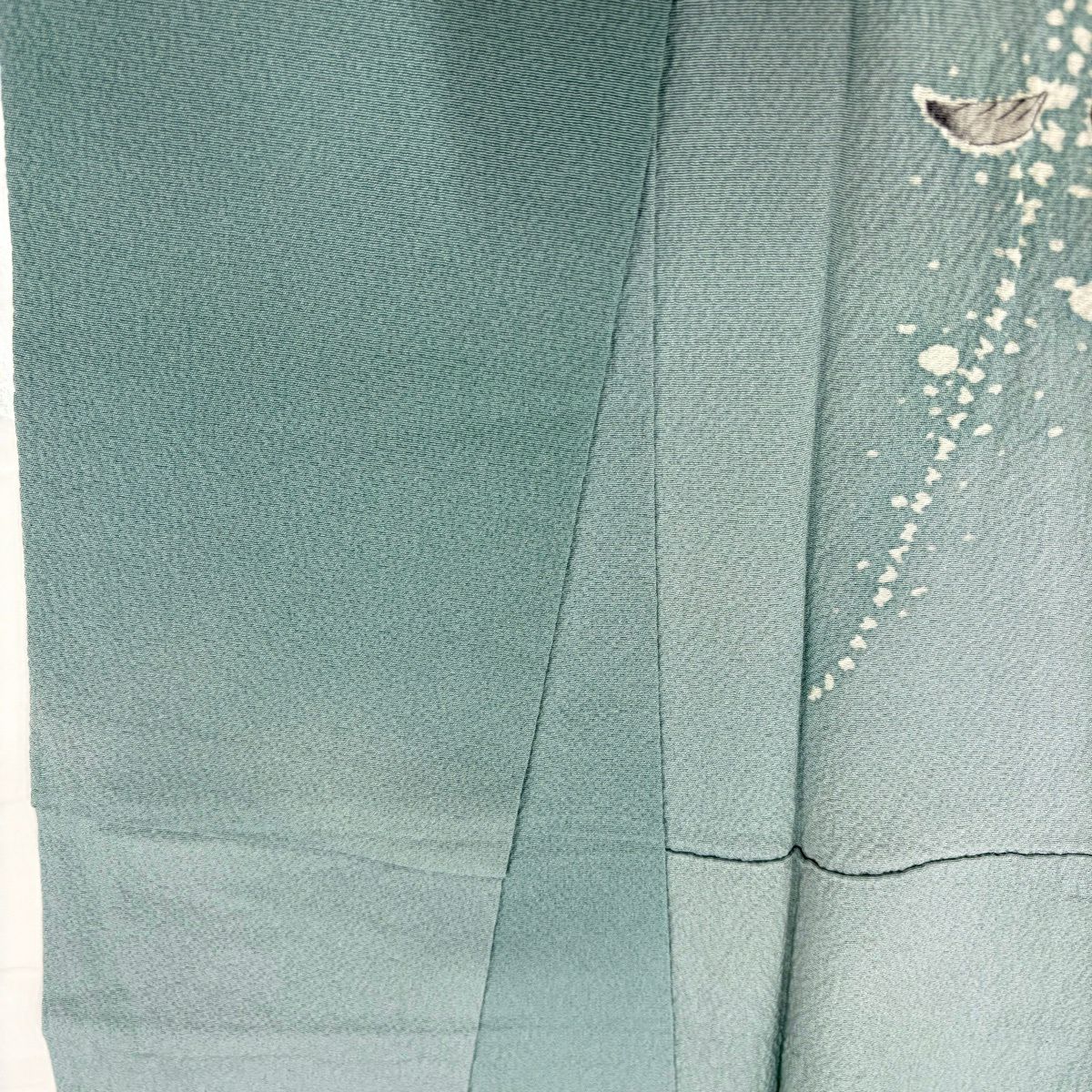 訪問服 身長157cm 袖長64.5cm M 單層 辻花染 分色 青綠 純蠶絲 名品級