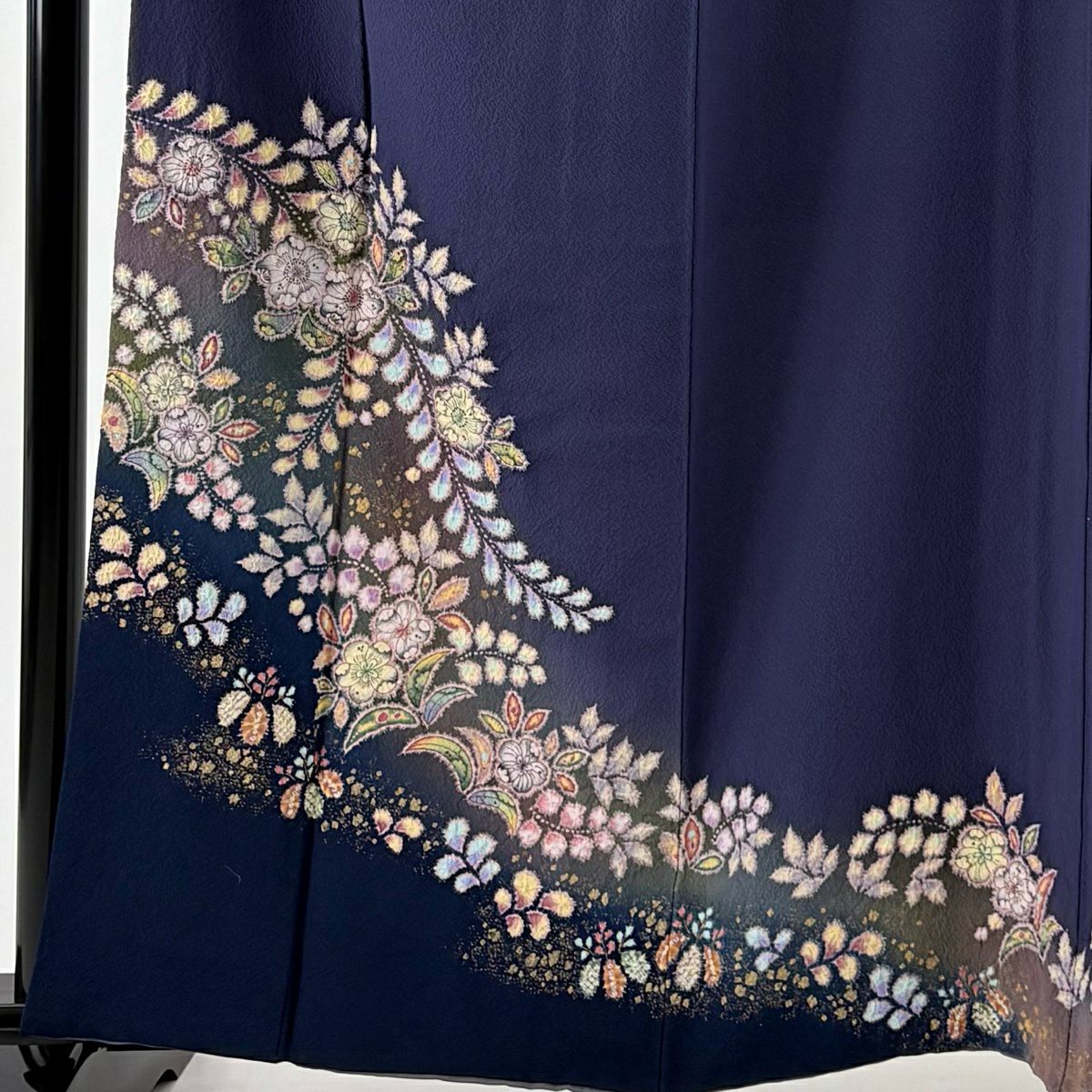 付下 身長162.5cm 袖長64.5cm M 雙層 翠山工房 大和 落款あり 辻花染 金銀彩 染分 青紫 純蠶絲 名品級
