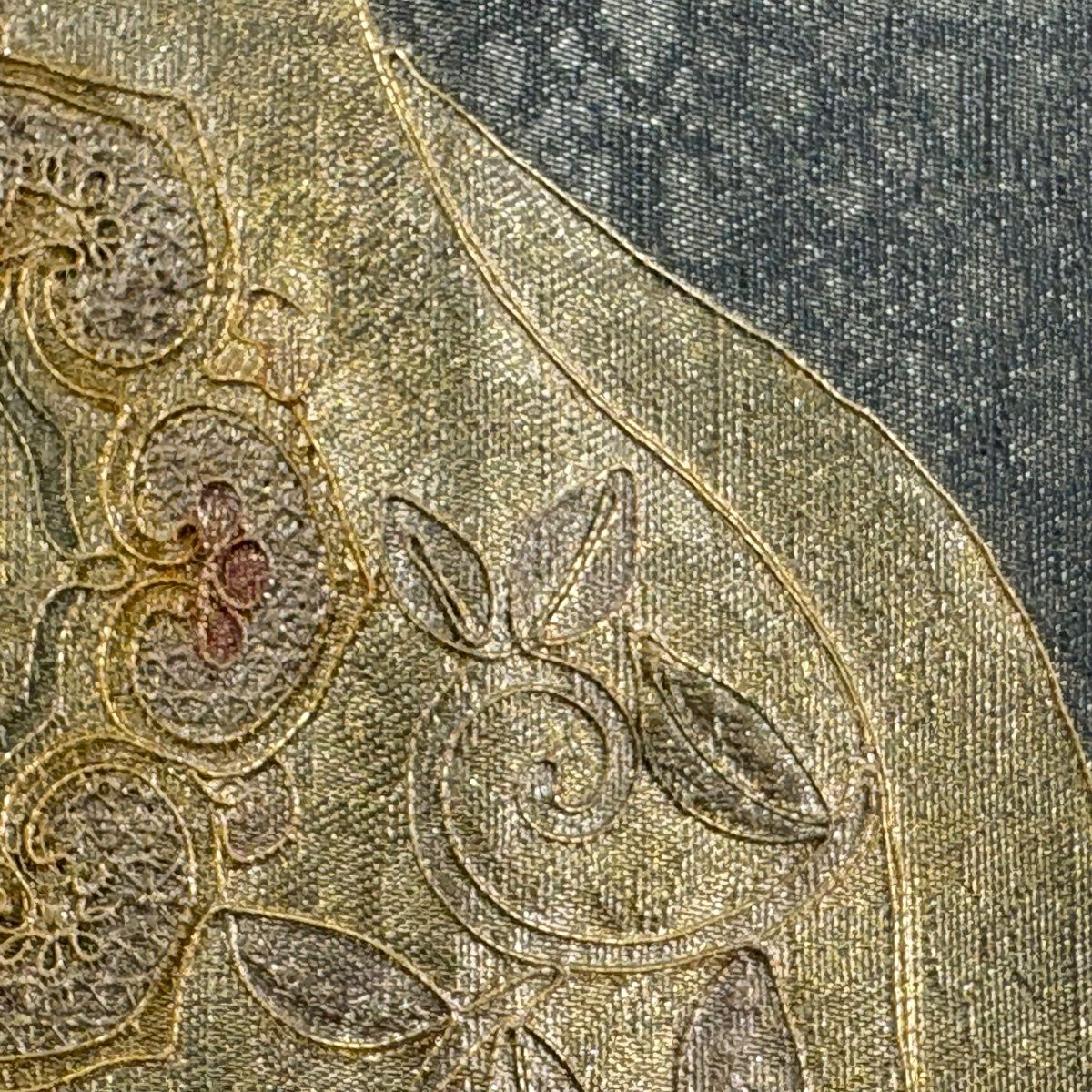 袋帶 秀品級 華紋 草花紋紋 金絲 金銀彩 金色 大鼓圖案 純蠶絲