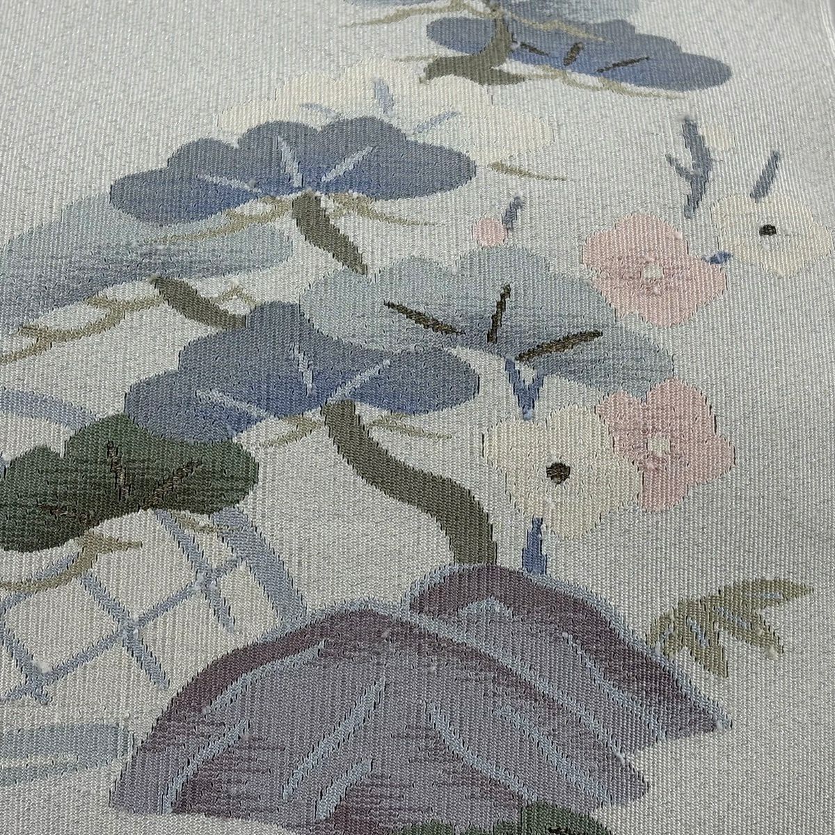 名古屋帶 秀品級 松樹竹子梅花 流水 金銀彩 白 純蠶絲