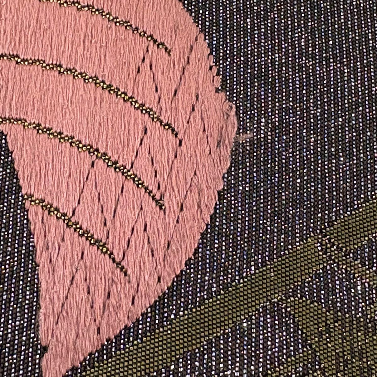 袋帶 秀品級 櫻花 蝴蝶 金金箔 唐織 紫色 全通 純蠶絲