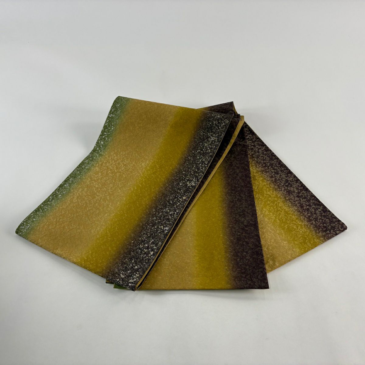 【美品】 袋帶 秀品級 幾何圖案 漸層圖案 金金箔 金銀彩 山吹茶 純蠶絲