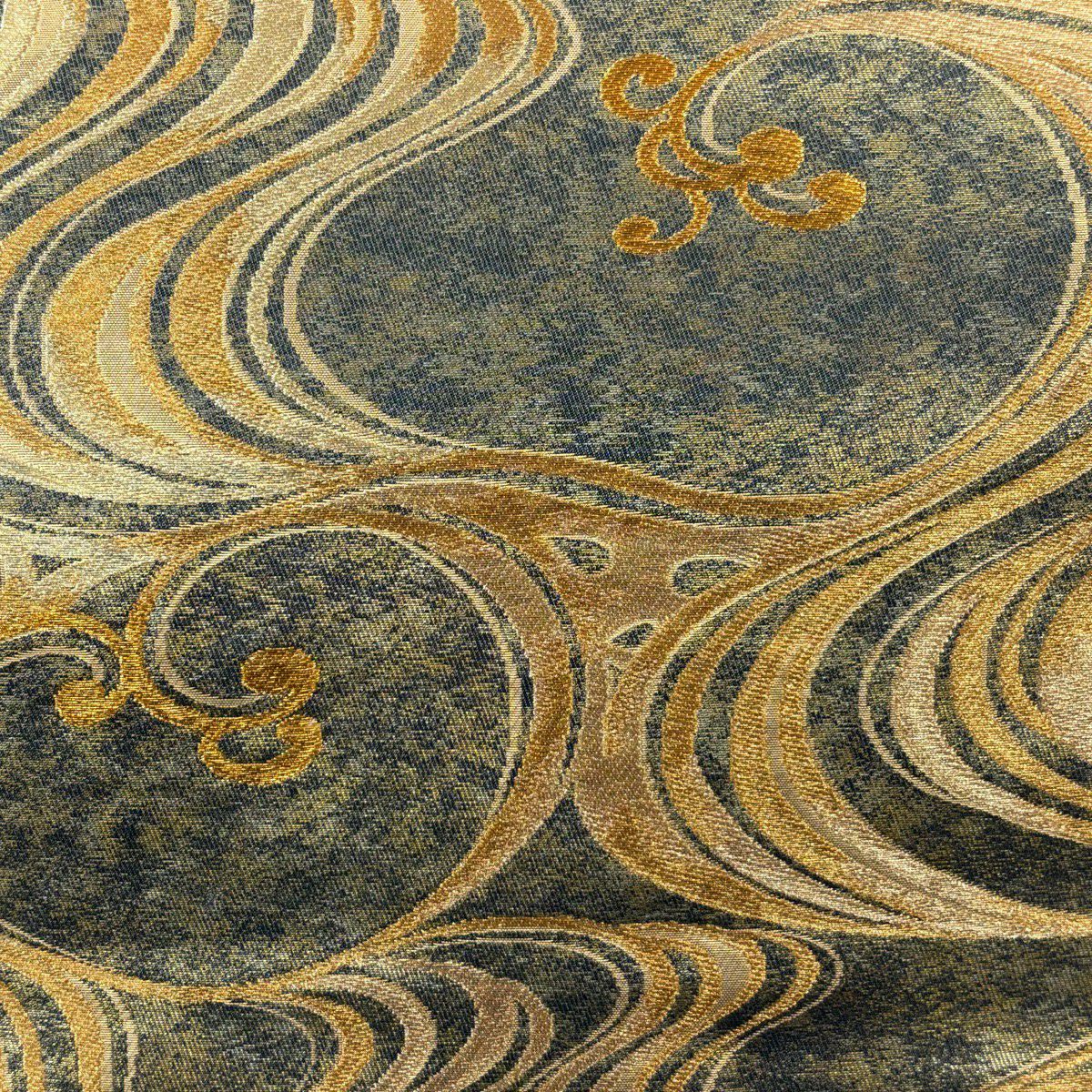 【美品】 袋帶 秀品級 波頭 金絲 金金箔 金色 六通 純蠶絲