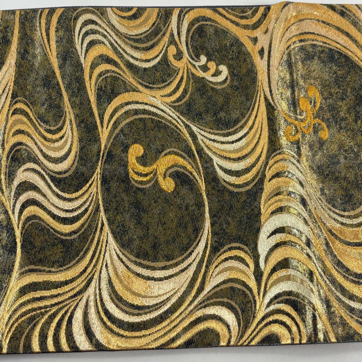 【美品】 袋帶 秀品級 波頭 金絲 金金箔 金色 六通 純蠶絲