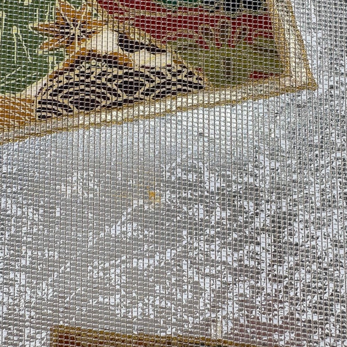 袋帶 秀品級 色紙 草花紋紋 金金箔 銀 お太鼓圖案 純蠶絲