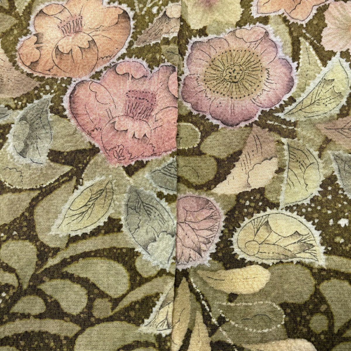 【美品】訪問服 身長154.5cm 袖長64cm M 雙層 辻花染 漸層 茶綠 純蠶絲 名品級