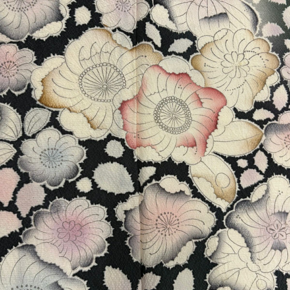 訪問服 身長161cm 袖長63cm S 雙層 辻花染圖案 染分 ぼかし 深綠 純蠶絲 名品級 一つ紋
