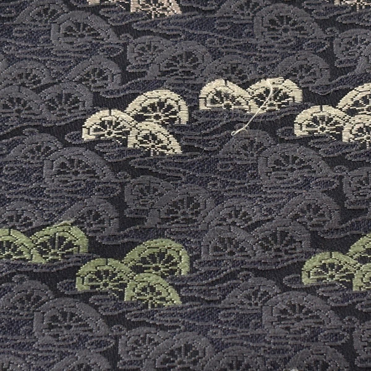 名古屋帶 名品級 片輪車 流水 刺繡 深藍 純蠶絲