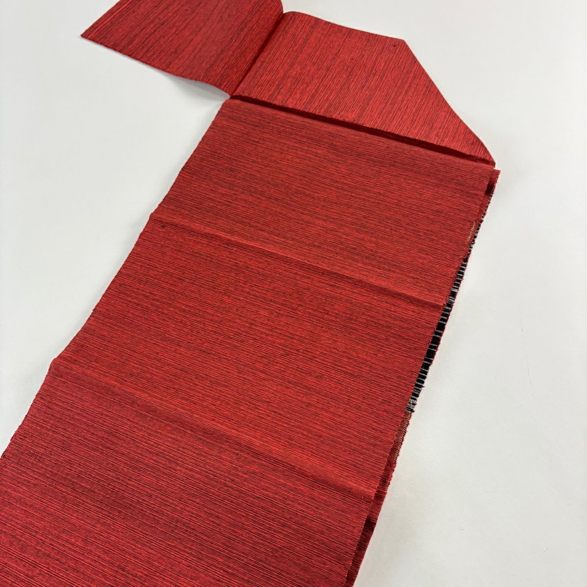 【美品】 名古屋帶 優品級 八寸名古屋帶 松樹葉仕立 雙層 動物 幾何學圖案 茜 純蠶絲