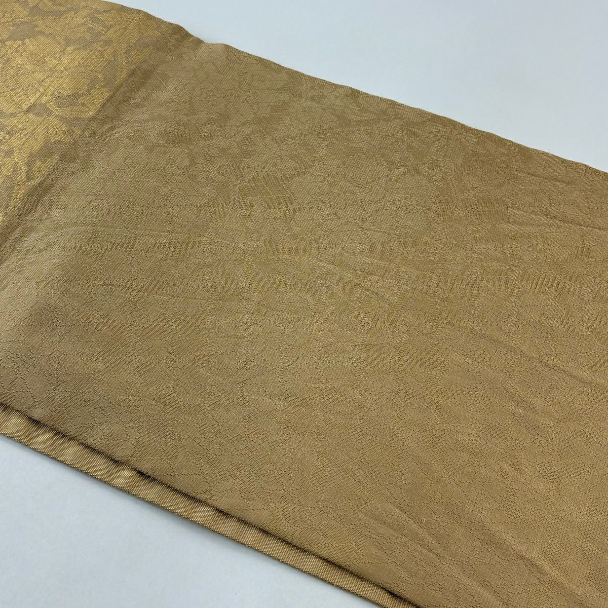 袋帶 秀品級 花唐草紋 金金箔 山吹茶 六通 純蠶絲