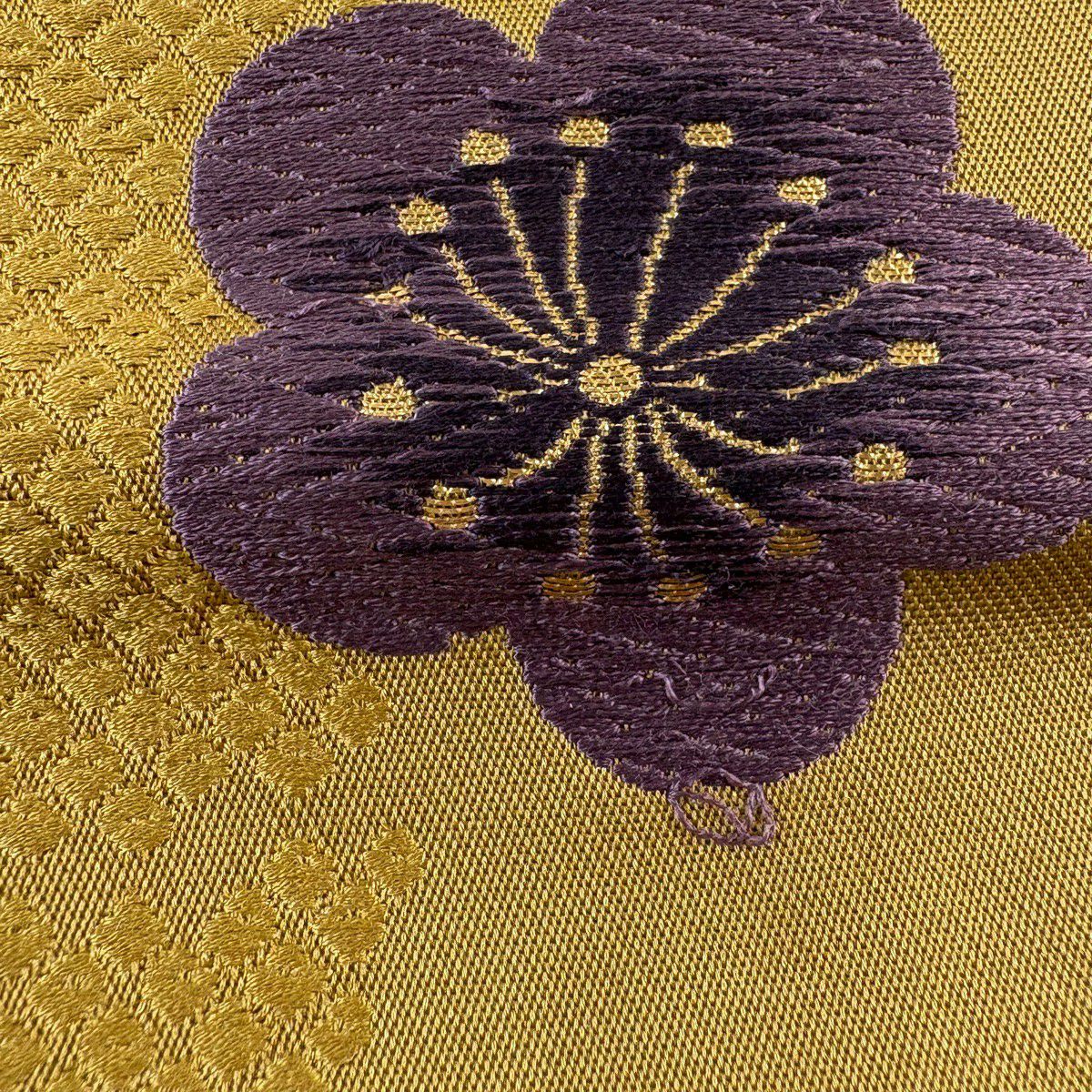 袋帶 秀品級 竹子 梅花 金絲 黃土色 六通 純蠶絲