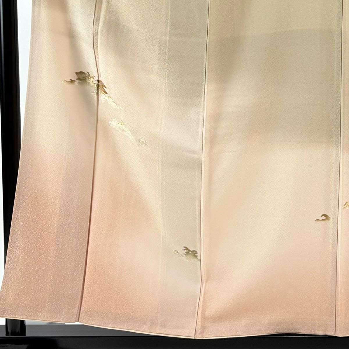 付下 身長155.5cm 袖長62cm S 雙層 建物 樹木 蘇州刺繡 染分 薄茶 純蠶絲 秀品級 一個紋