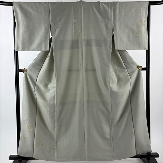 付下 身長161.5cm 袖長65.5cm M 雙層 葉色紙 灰綠 純蠶絲 秀品級