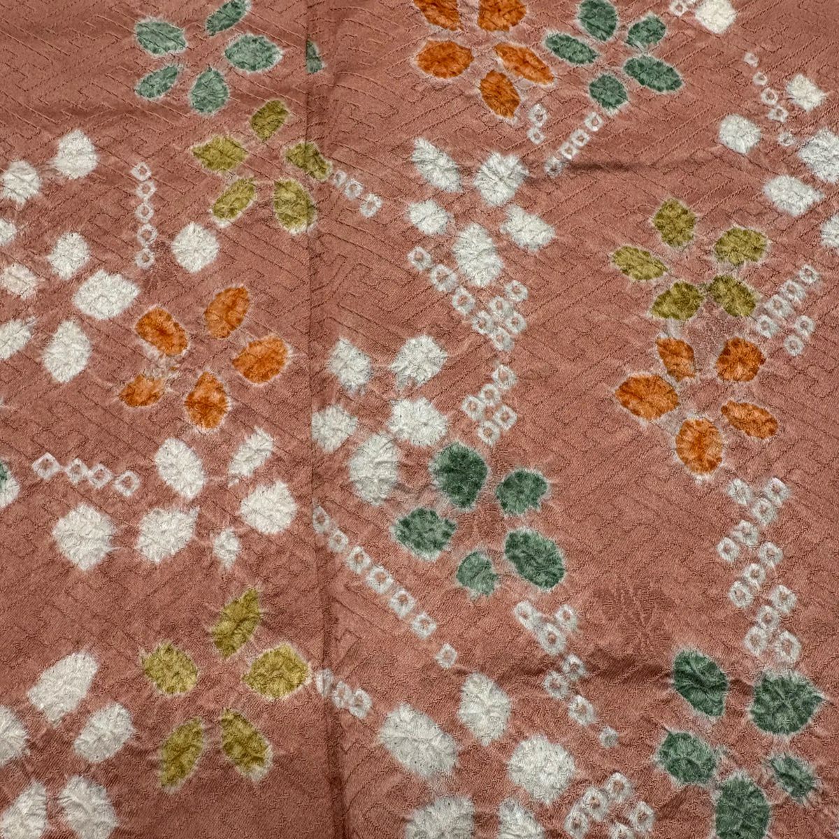 【美品】訪問服 身長162cm 袖長67cm M 雙層 枝梅花 観世水 絞染 粉米色 純蠶絲 秀品級