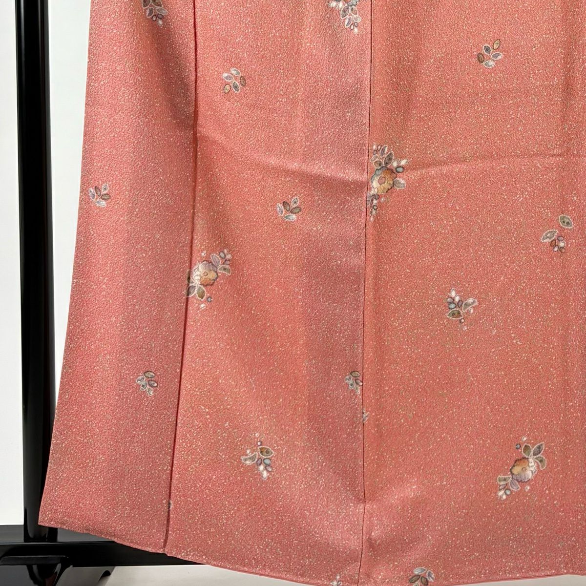 【美品】 小紋 身長160.5cm 袖長66cm M 雙層 辻花染 金銀彩 粉紅 純蠶絲 秀品級