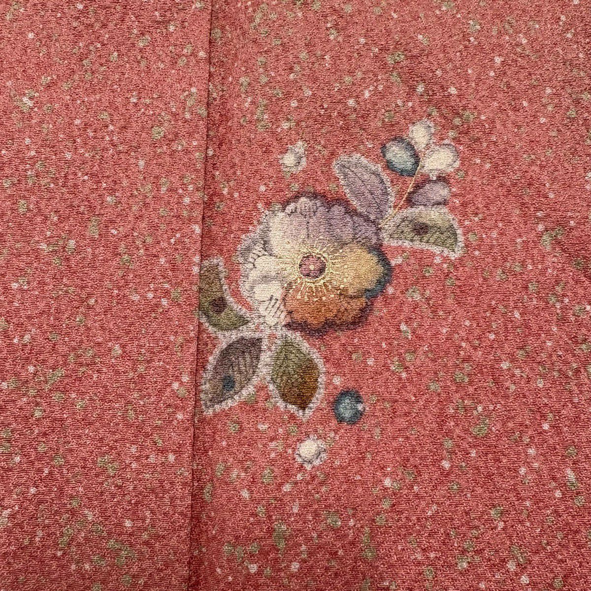 【美品】 小紋 身長160.5cm 袖長66cm M 雙層 辻花染 金銀彩 粉紅 純蠶絲 秀品級