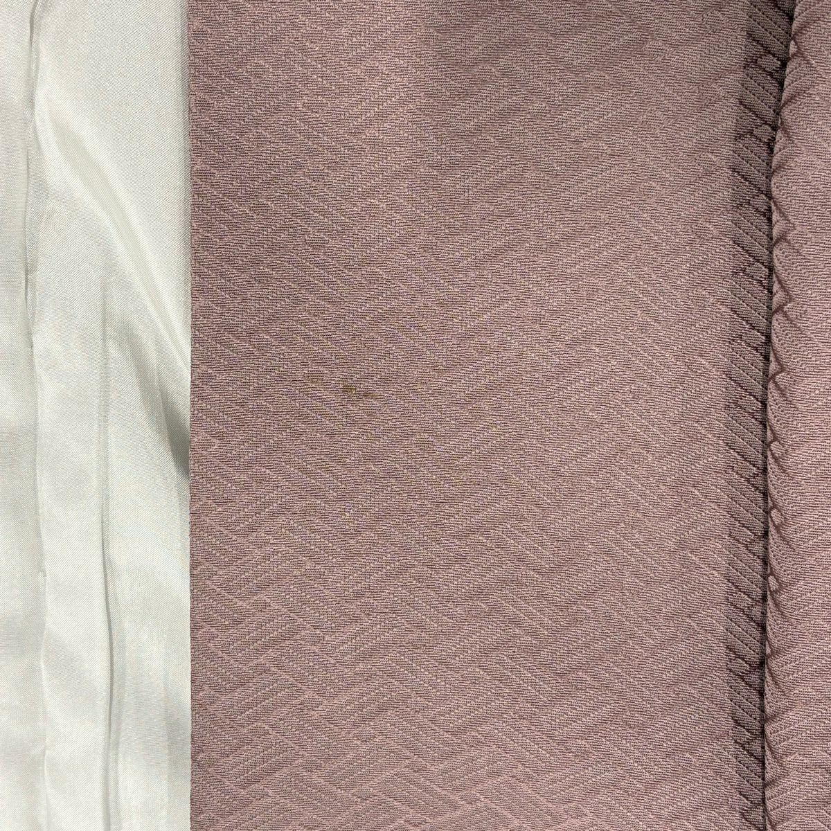 【美品】 小紋 身長154.5cm 袖長65cm M 雙層 浅井青仁 落款あり 花丸紋 地紋 金銀彩 灰紫 純蠶絲 秀品級