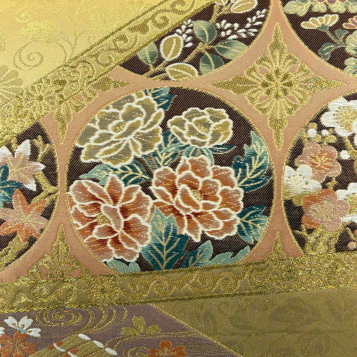 【美品】 袋帶 秀品級 西本願寺書院 鮭粉色 六通 純蠶絲