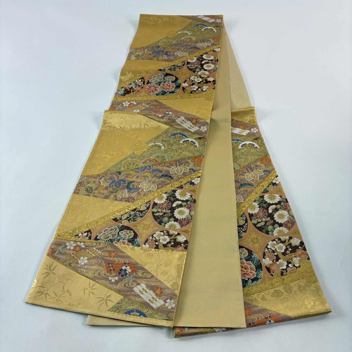 【美品】 袋帶 秀品級 西本願寺書院 鮭粉色 六通 純蠶絲