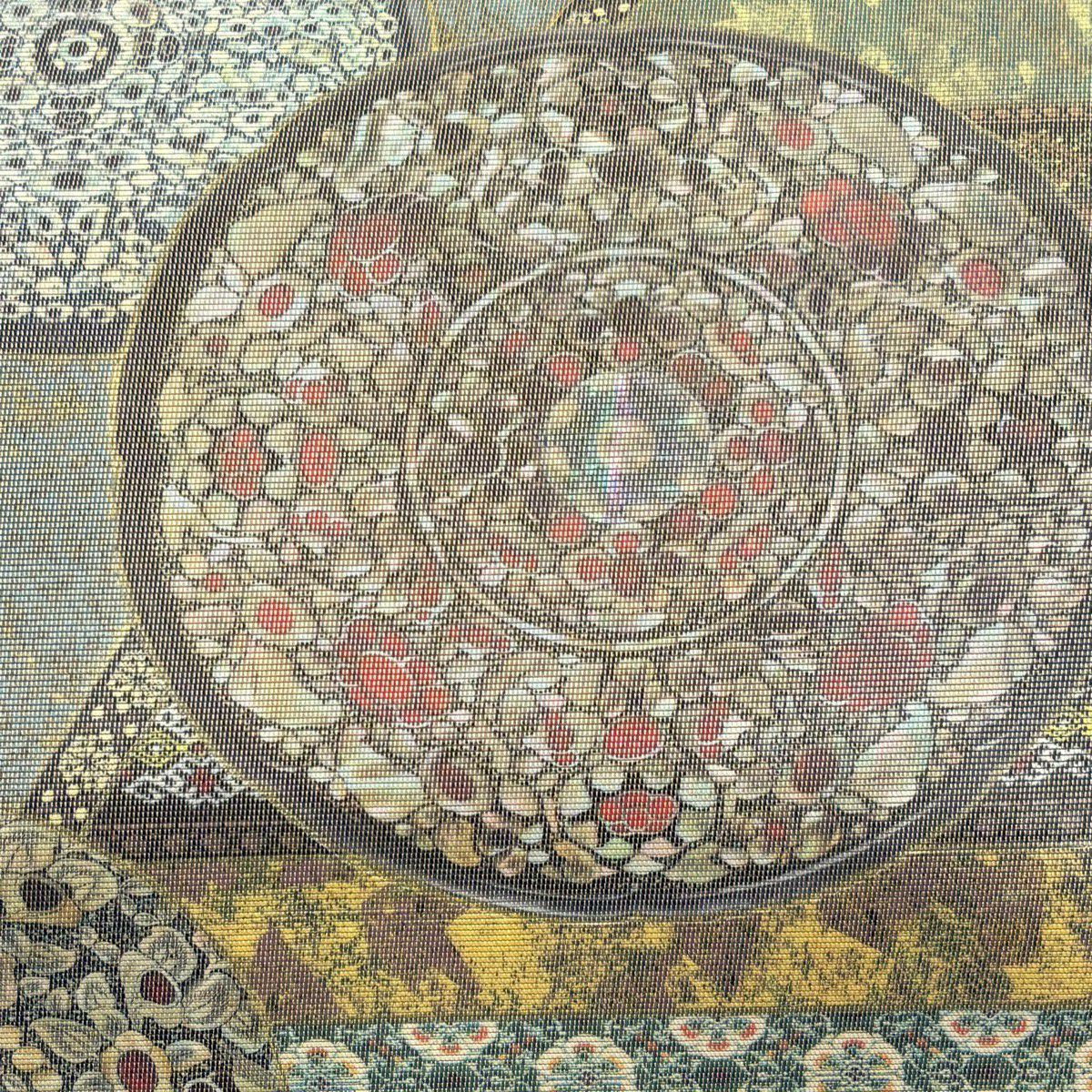 【美品】 袋帶 秀品級 華紋 草花紋紋 金金箔 金色 お太鼓柄 純蠶絲