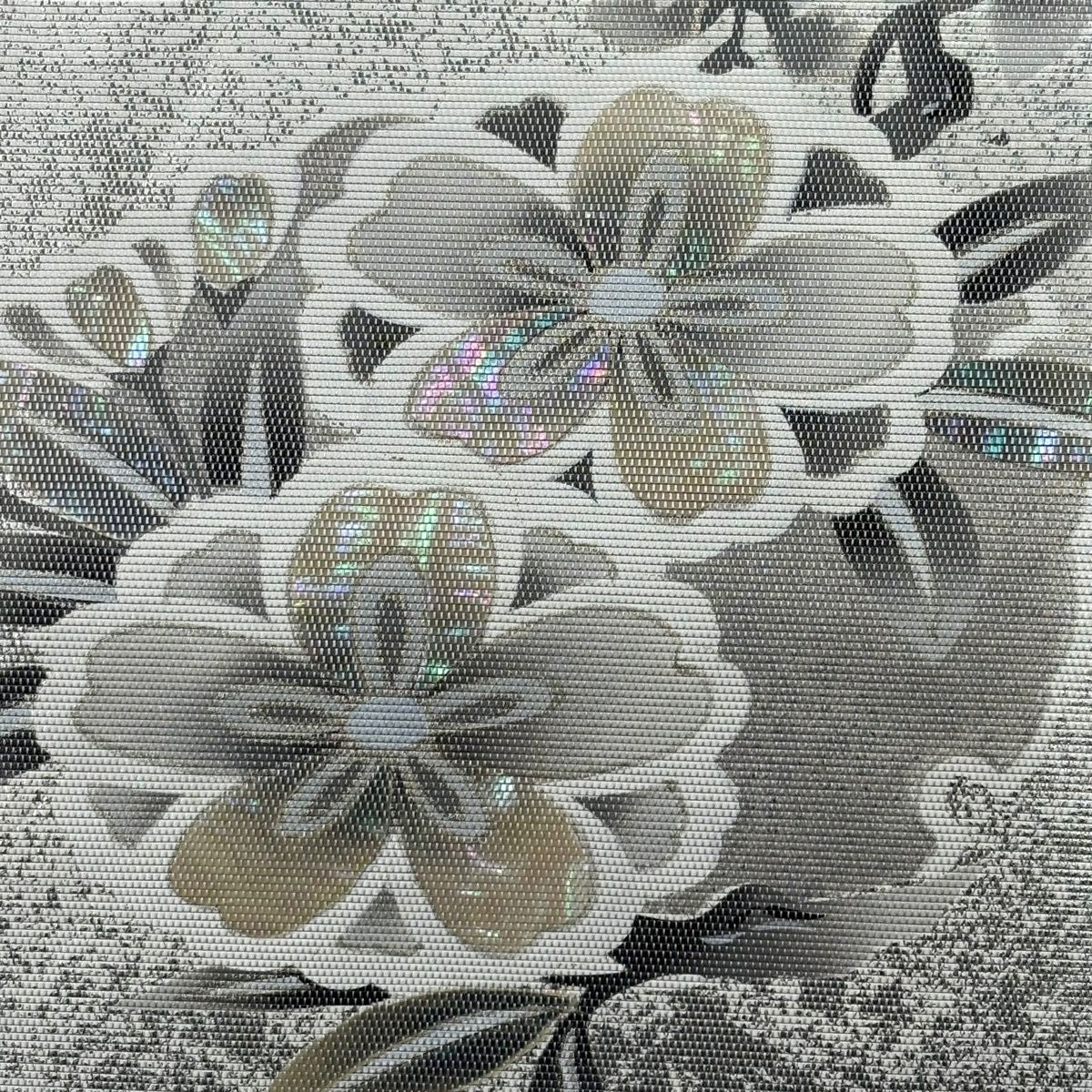 【美品】名古屋帶 秀品級 樱花 藤 膠 金銀彩 銀色 純蠶絲