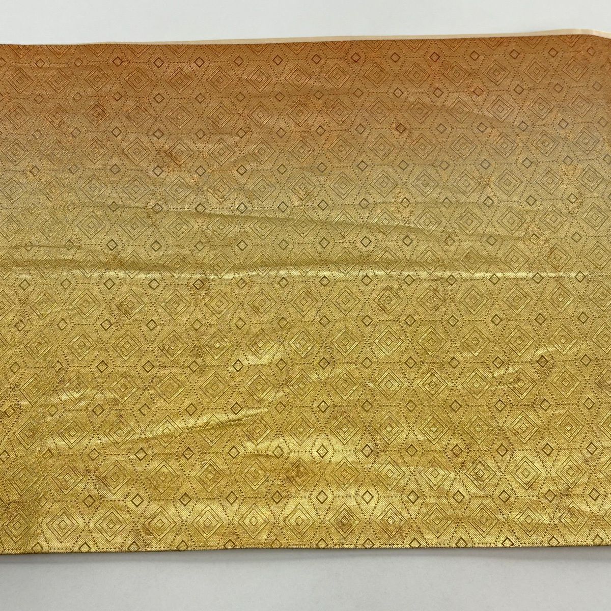 【美品】 袋帶 秀品級 草花紋紋 龜甲 金絲 金金箔 金色 六通 純蠶絲