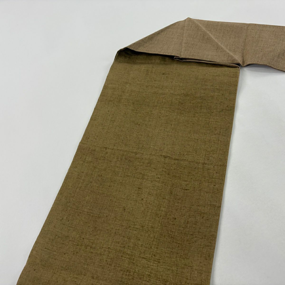 【美品】名古屋帶 秀品級 紬織織 流水 幾何圖案 刺繡 薄茶 純蠶絲