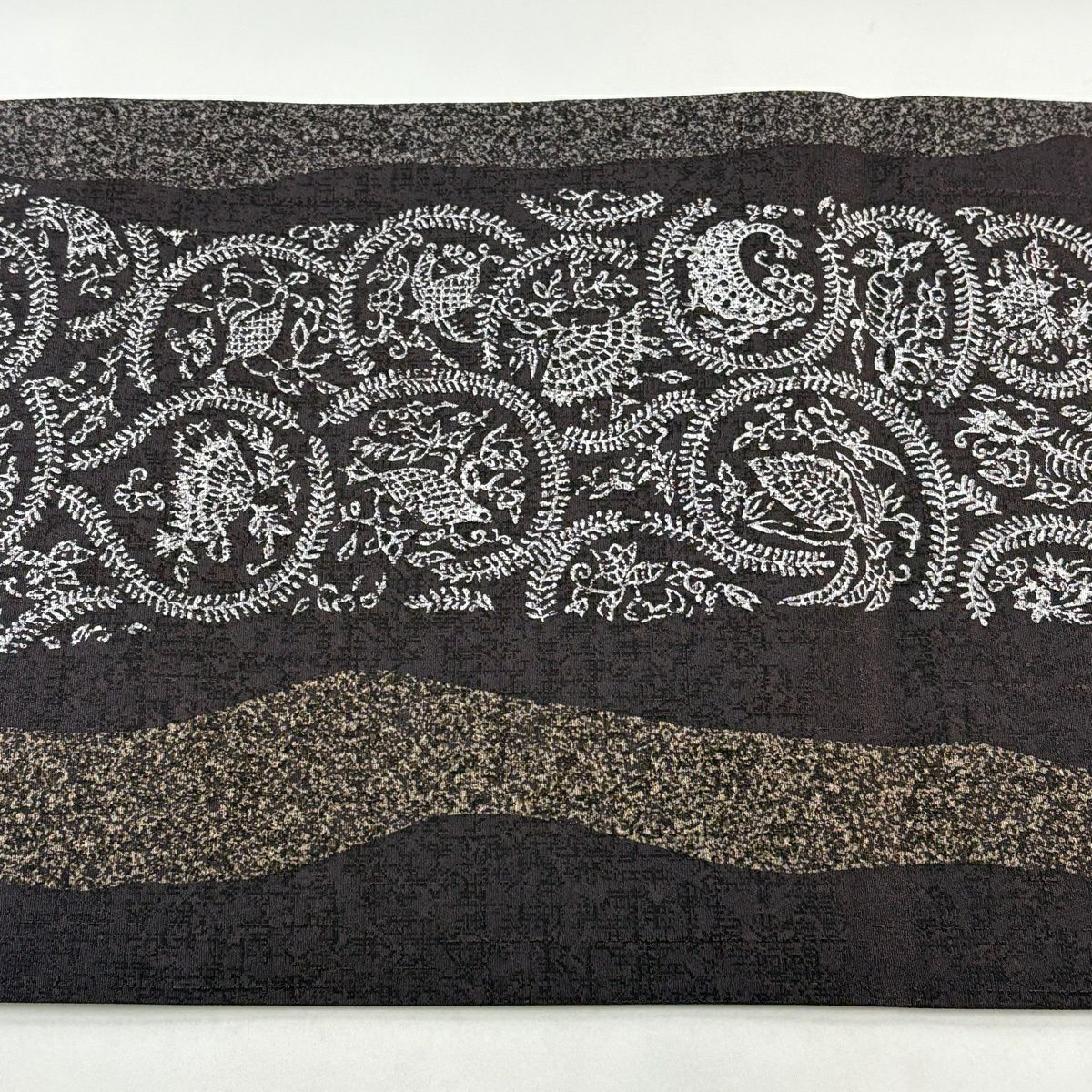 【美品】 袋帶 秀品級 鳥 草花紋 濃紫 全通 純蠶絲