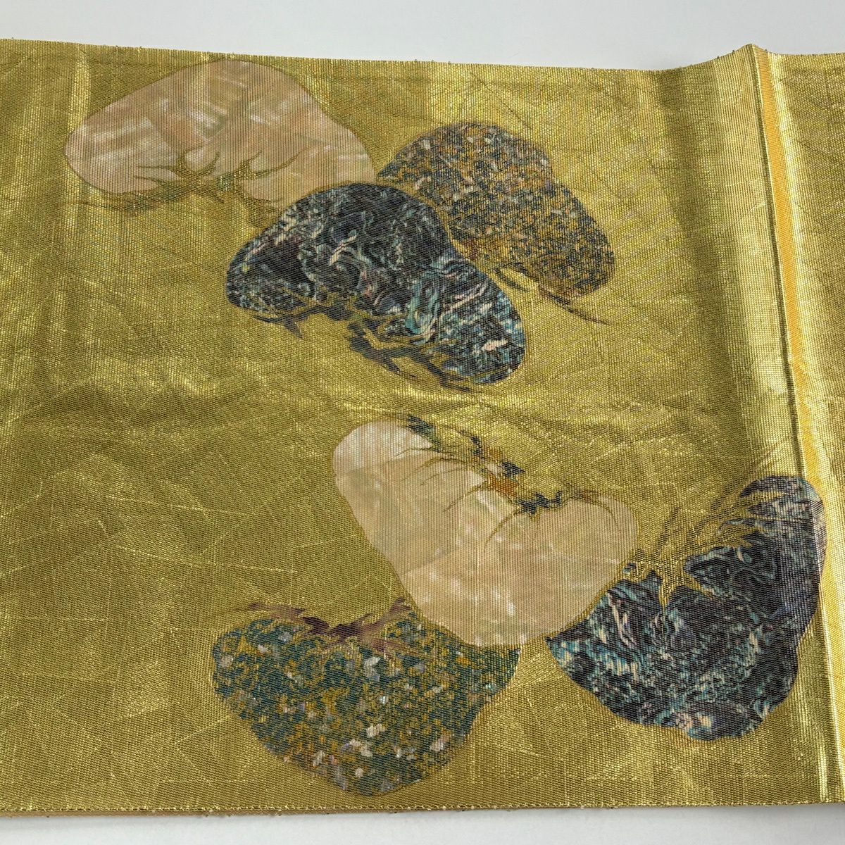 【美品】 袋帶 秀品級 笠松樹 螺鈿 金銀彩 金 純蠶絲 お太鼓柄