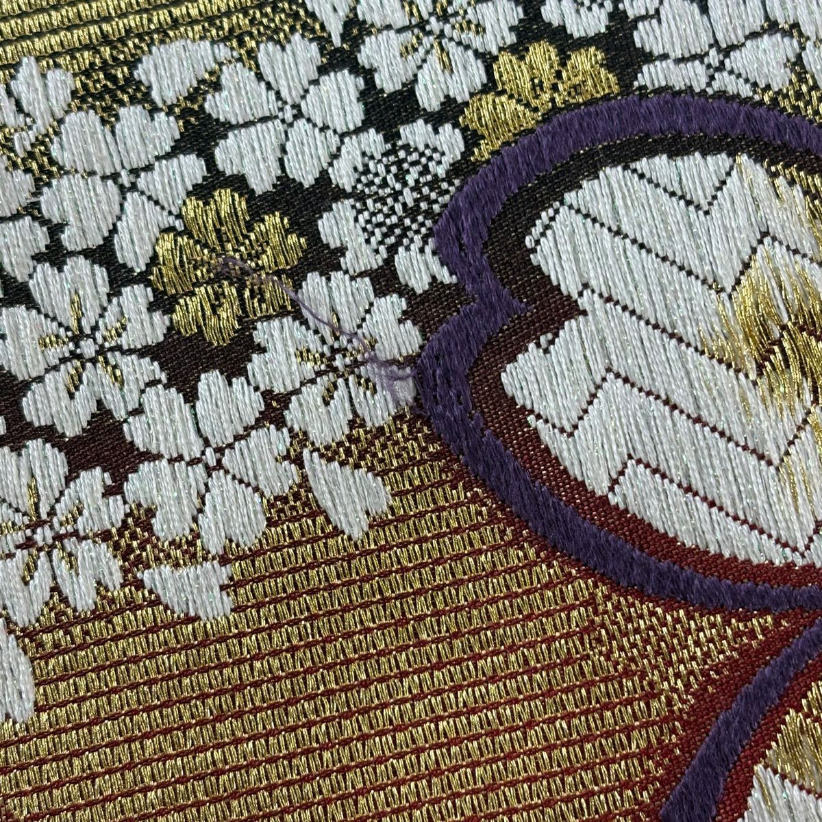 袋帶 秀品級 櫻花 寶物滿載 刺繡 金絲 金色 六通 純蠶絲
