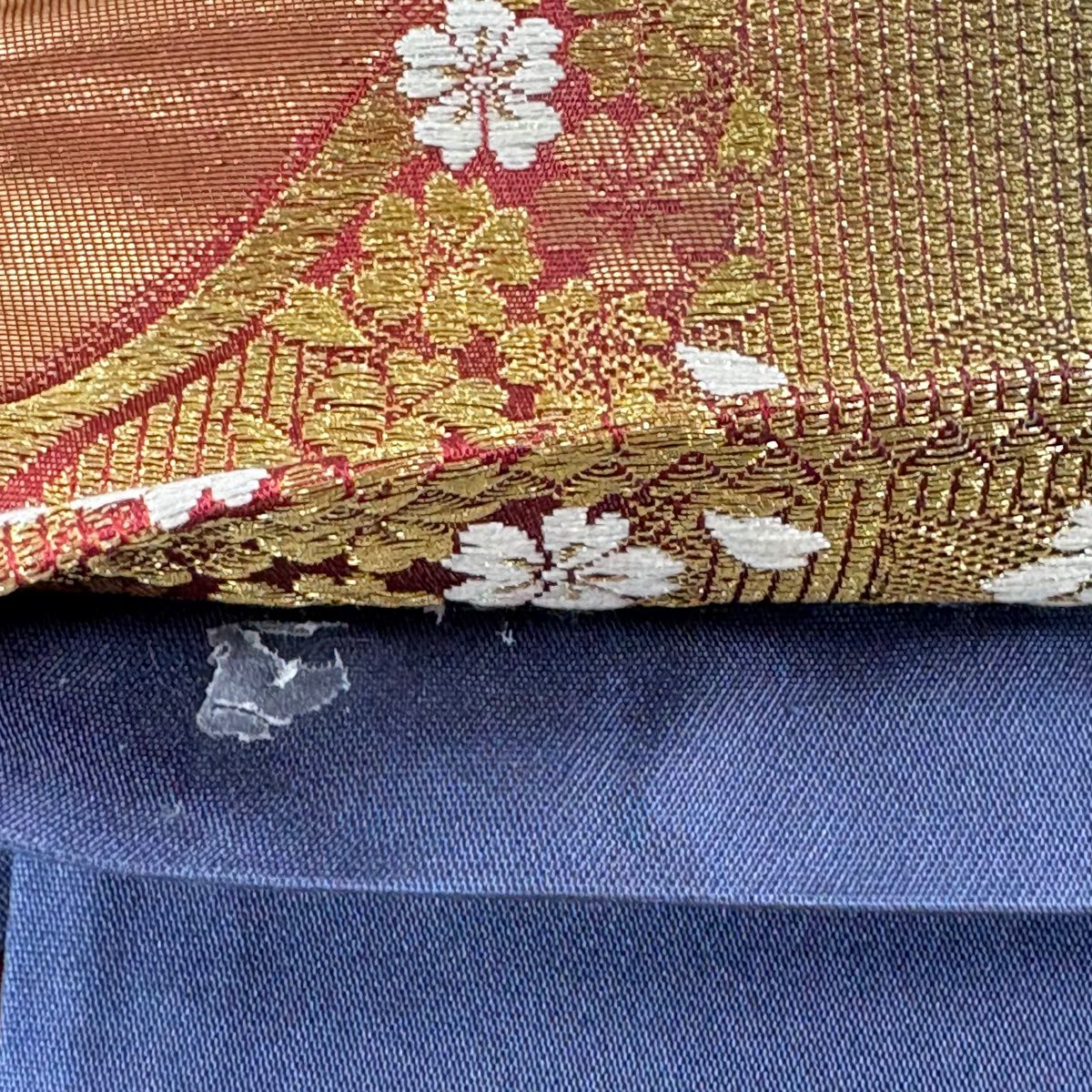 袋帶 秀品級 櫻花 寶物滿載 刺繡 金絲 金色 六通 純蠶絲