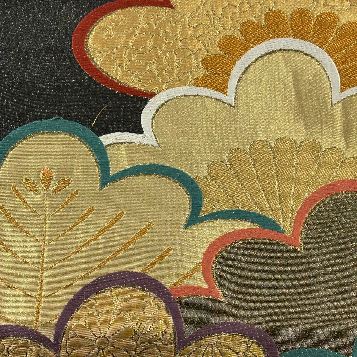 袋帶 秀品級 笠松樹 金絲 金金箔 黑 六通 純蠶絲