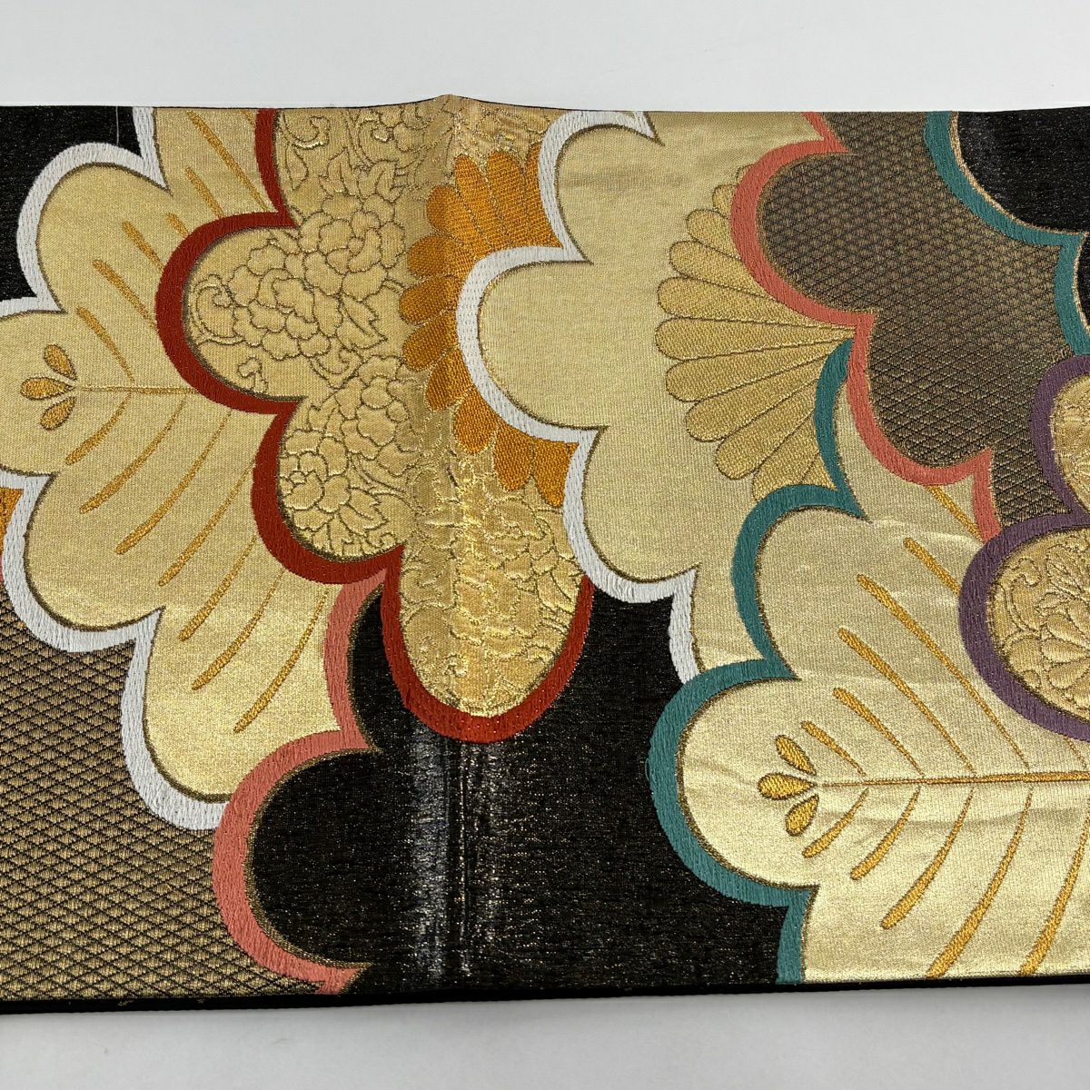 袋帶 秀品級 笠松樹 金絲 金金箔 黑 六通 純蠶絲