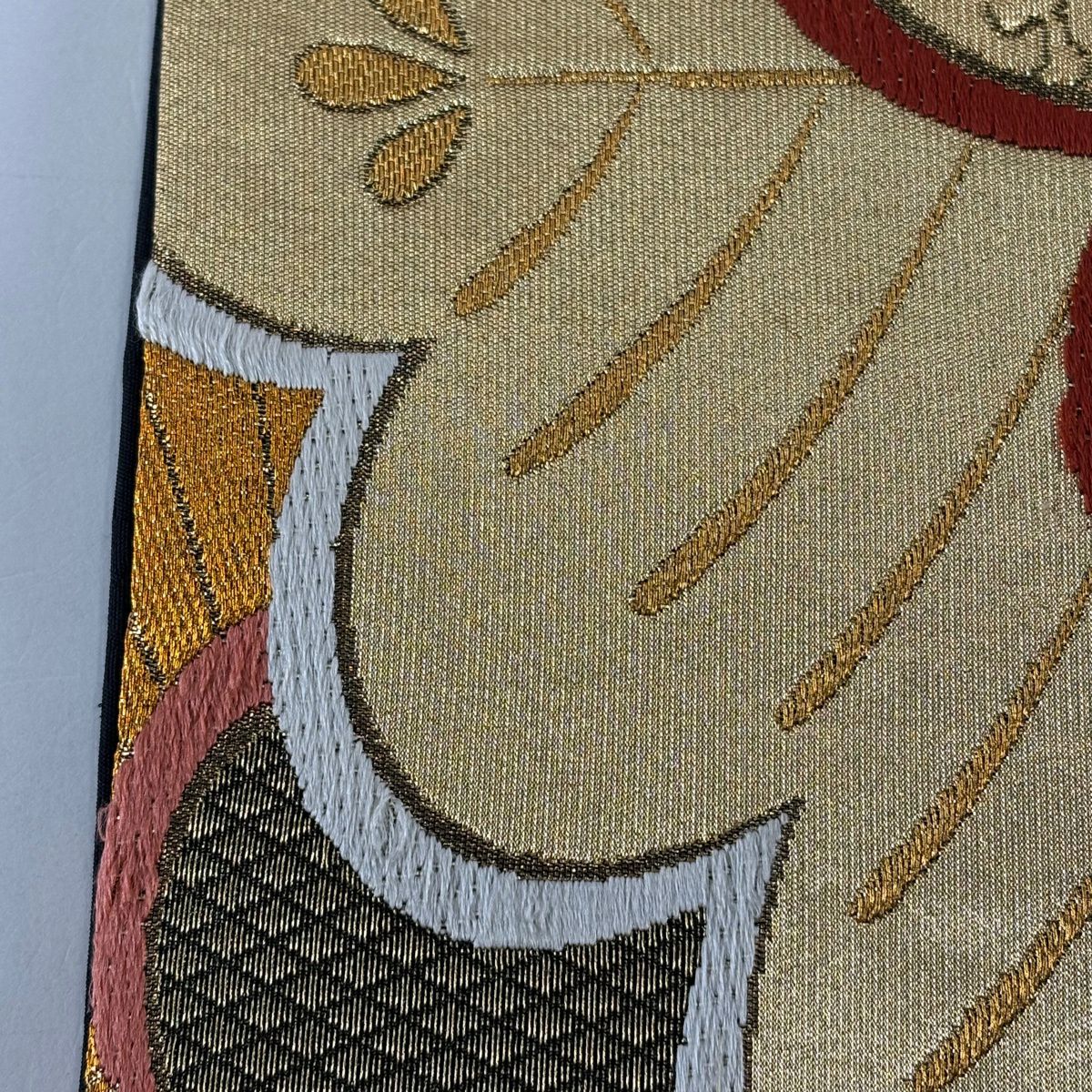 袋帶 秀品級 笠松樹 金絲 金金箔 黑 六通 純蠶絲
