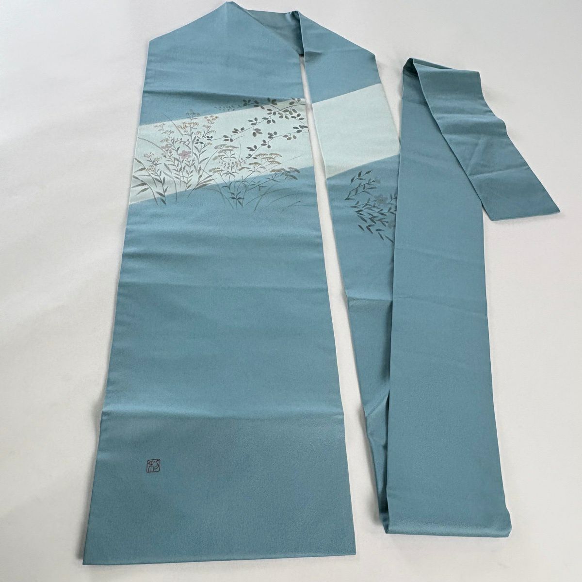 名古屋帶 秀品級 夏帶 八寸名古屋帶 松樹葉仕立 縞 幾何學圖案 深紅 純蠶絲