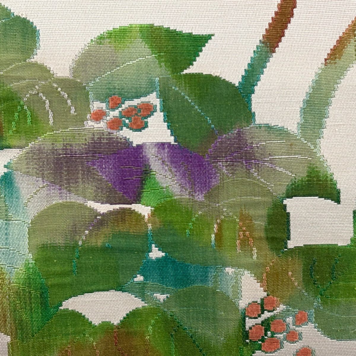 【美品】 名古屋帶 秀品級 松樹葉仕立 八寸名古屋帶 紬織織 葉與實 薄粉紅 純蠶絲