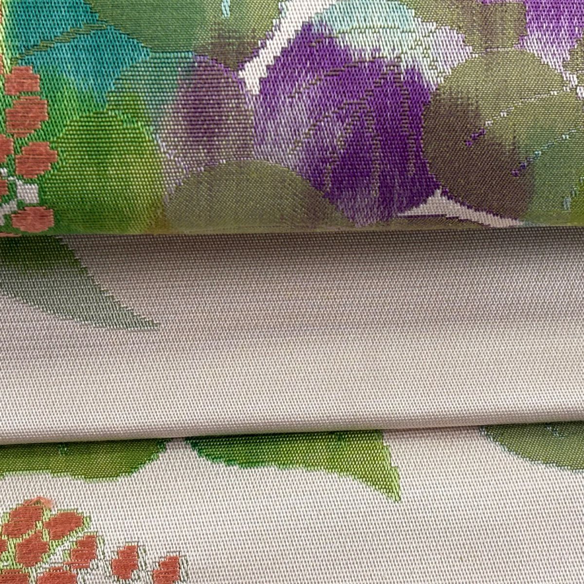 【美品】 名古屋帶 秀品級 松樹葉仕立 八寸名古屋帶 紬織織 葉與實 薄粉紅 純蠶絲