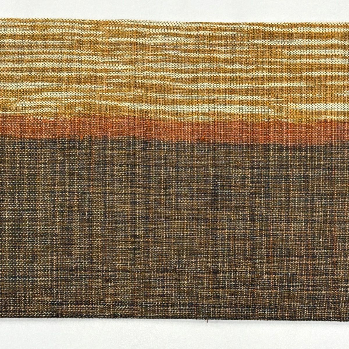 【美品】 名古屋帶 秀品級 幾何圖案 金絲 茶 純蠶絲
