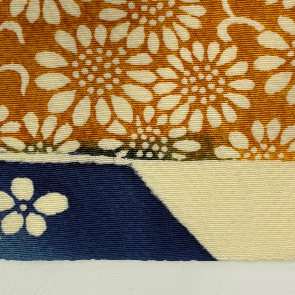 訪問服 身長156.5cm 袖長65cm M 雙層 草花紋紋 山 薄奶油色 純蠶絲 優品級