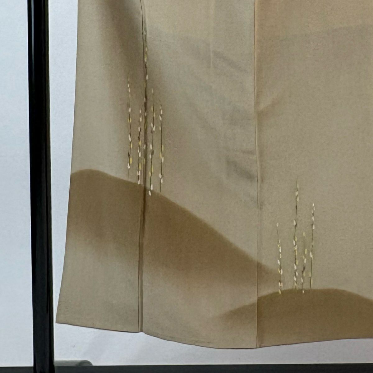 付下 身長151.5cm 袖長62cm S 雙層 草花紋紋 丘 薄茶 純蠶絲 秀品級 一個紋