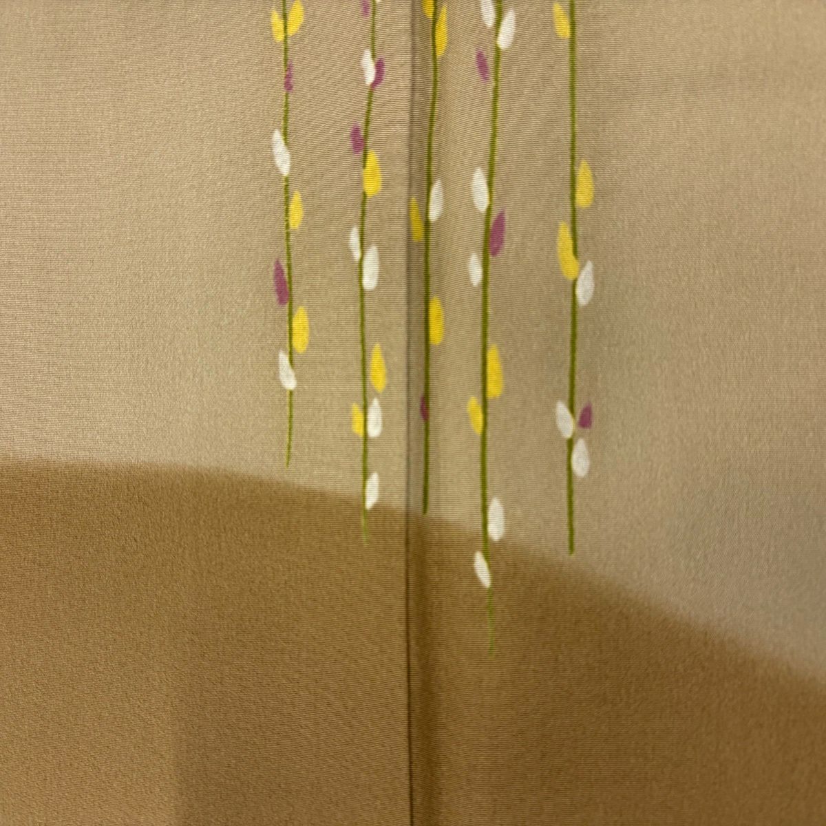付下 身長151.5cm 袖長62cm S 雙層 草花紋紋 丘 薄茶 純蠶絲 秀品級 一個紋