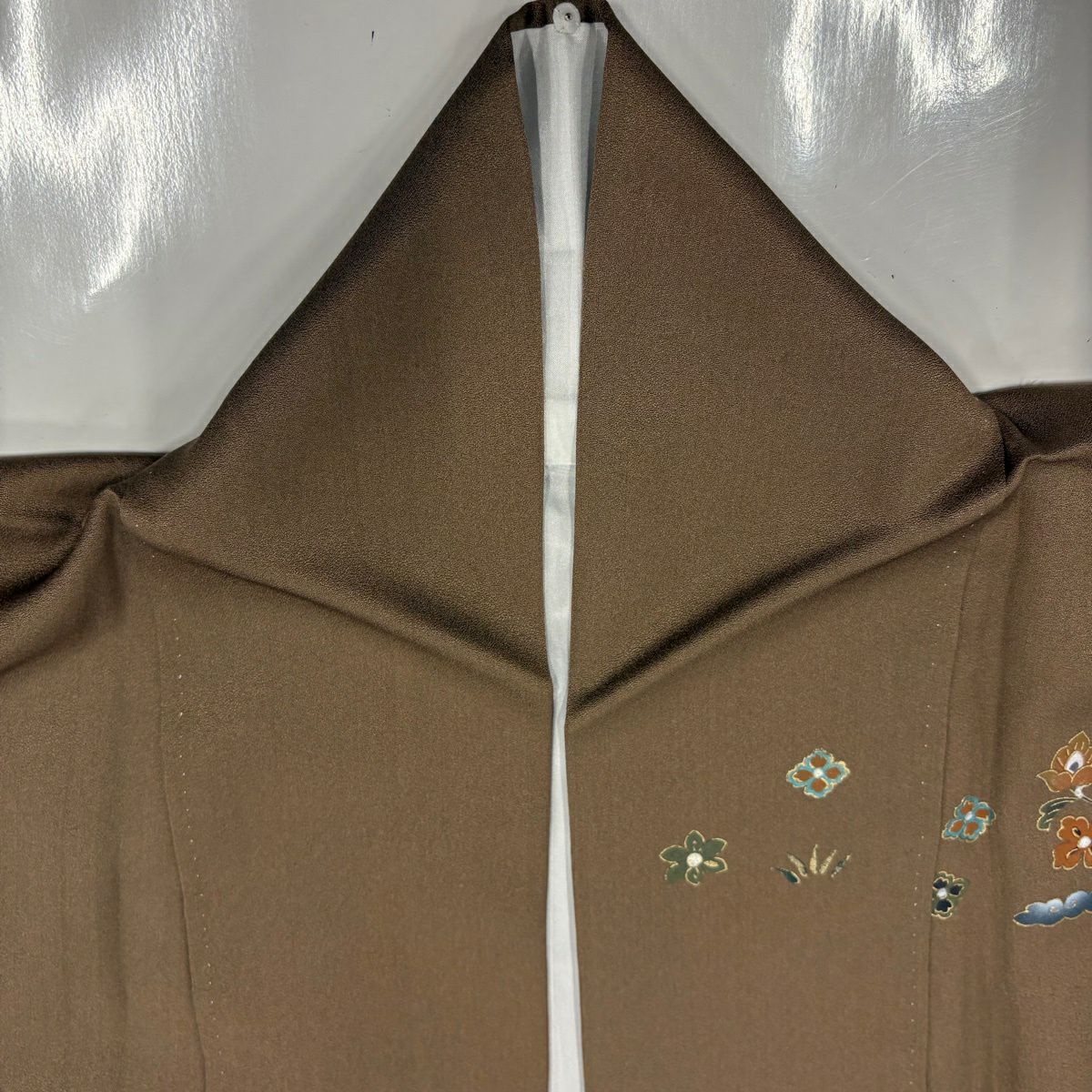 【美品】 付下 身長164.5cm 袖長64cm M 雙層 鳳凰 寶物滿載 金銀彩 漸層 茶 純蠶絲 優品級