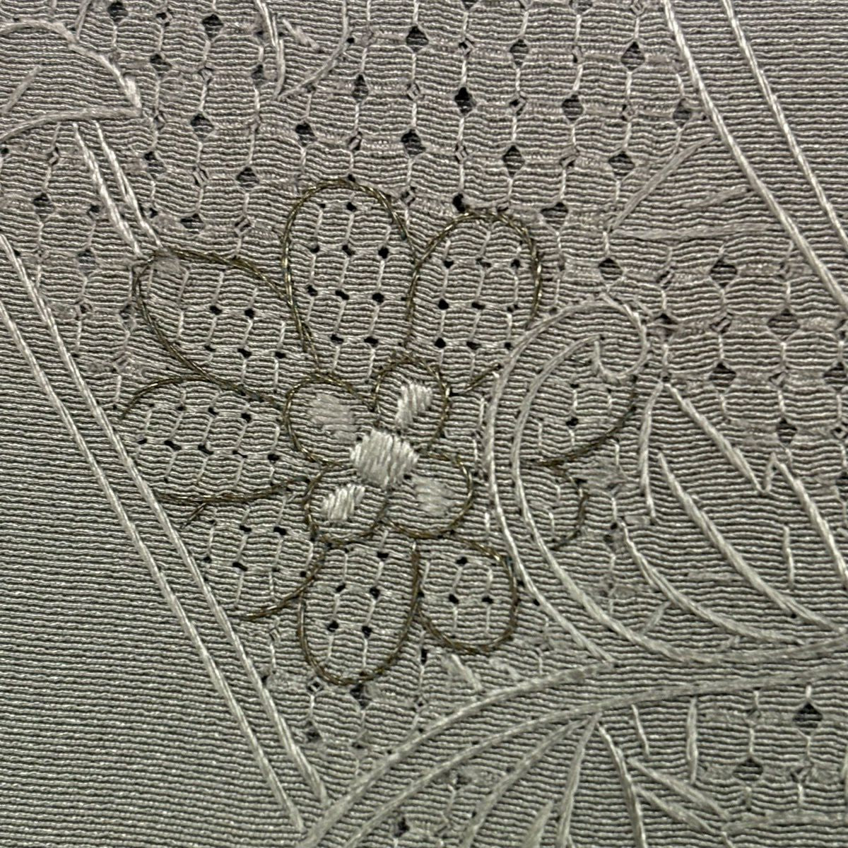 付下 身長159cm 袖長63.5cm S 雙層 花唐草紋 華紋 刺繡 金線 灰紫 純蠶絲 秀品級 一個紋